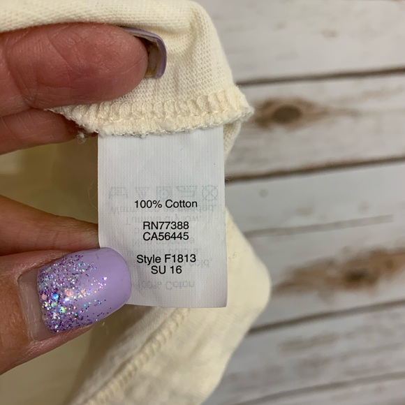 Madewell Cream Cropped Blue Wave Cropped Top - Picture 4 of 5